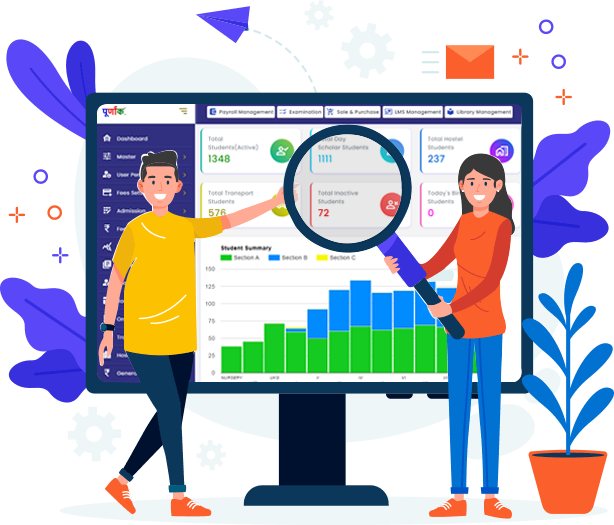 School ERP dashboard for administration and student management